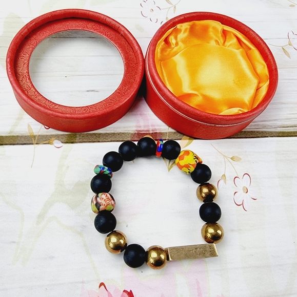 Authentic African men's beads bracelet elastic - Picture 2 of 11